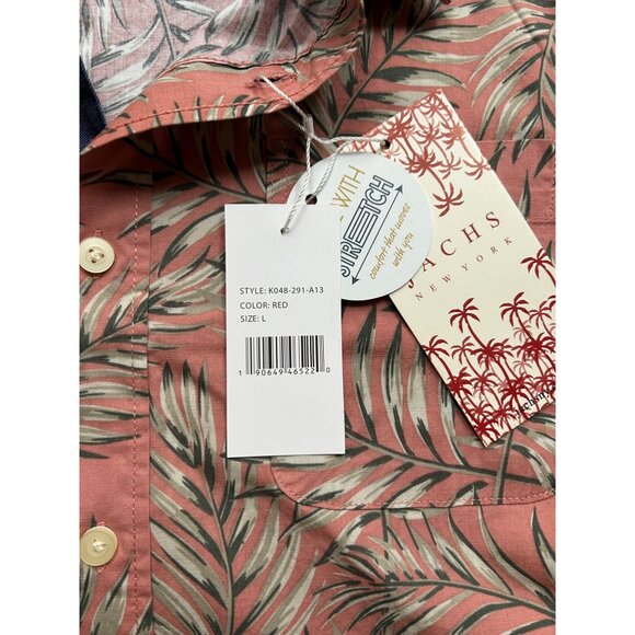 Jachs NY Men’s Stretch Button-Down Coastal-Preppy Shirt Palm Leaf Print Size‎ L - Picture 6 of 7
